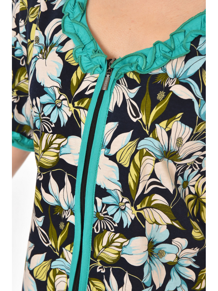 Халат женский полубатальный тёмно-синего цвета с принтом AN-3110 211348C