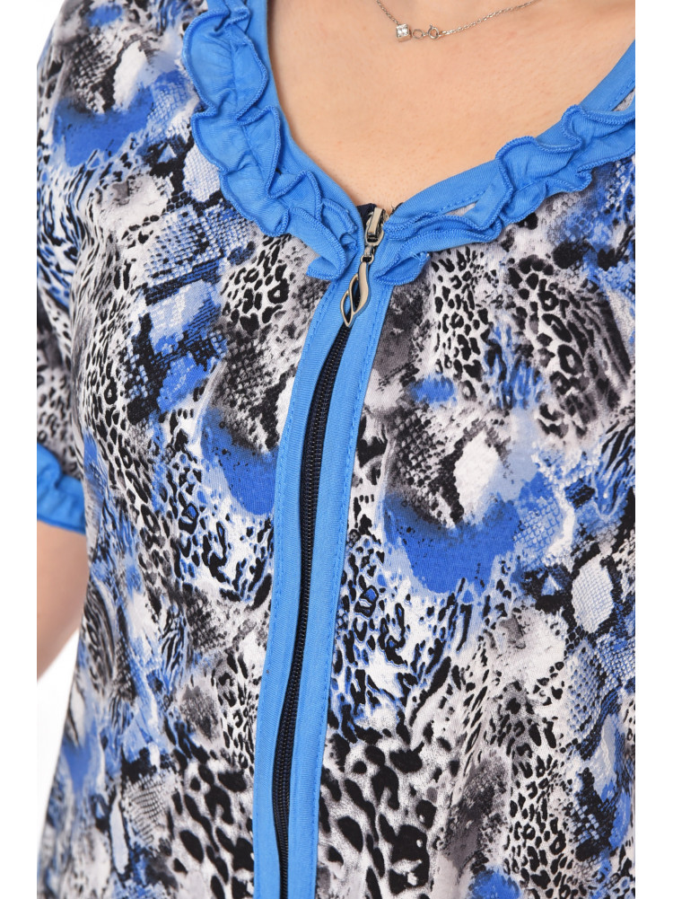 Халат женский полубатальный голубого цвета с принтом AN-3110 211349C