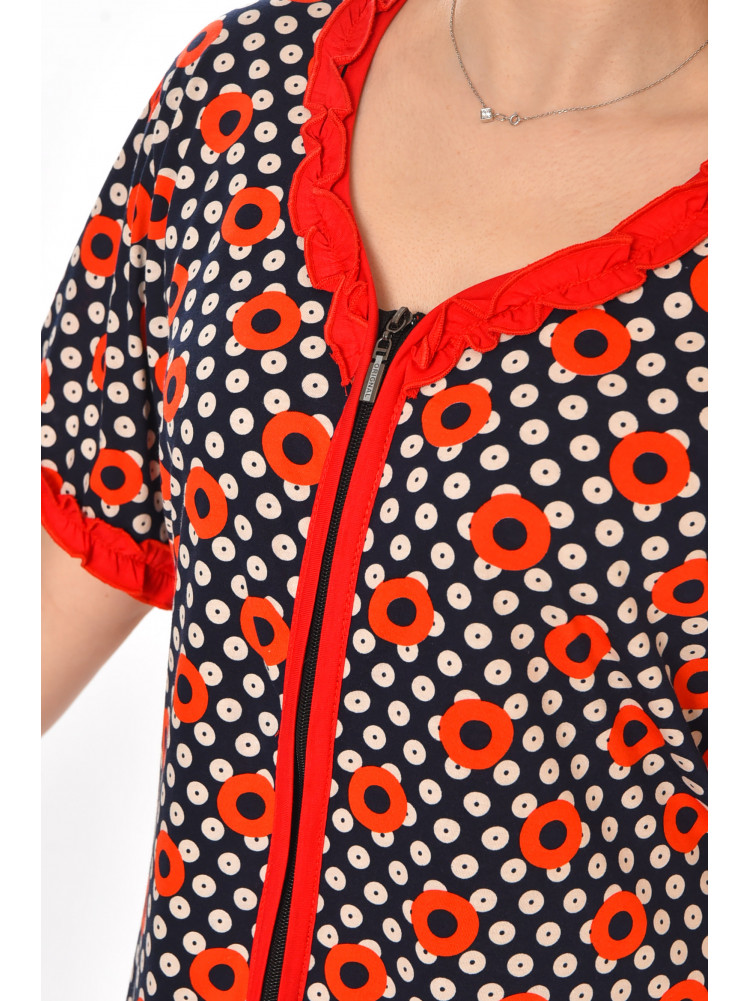 Халат женский полубатальный тёмно-синего цвета с принтом AN-3110 211350C