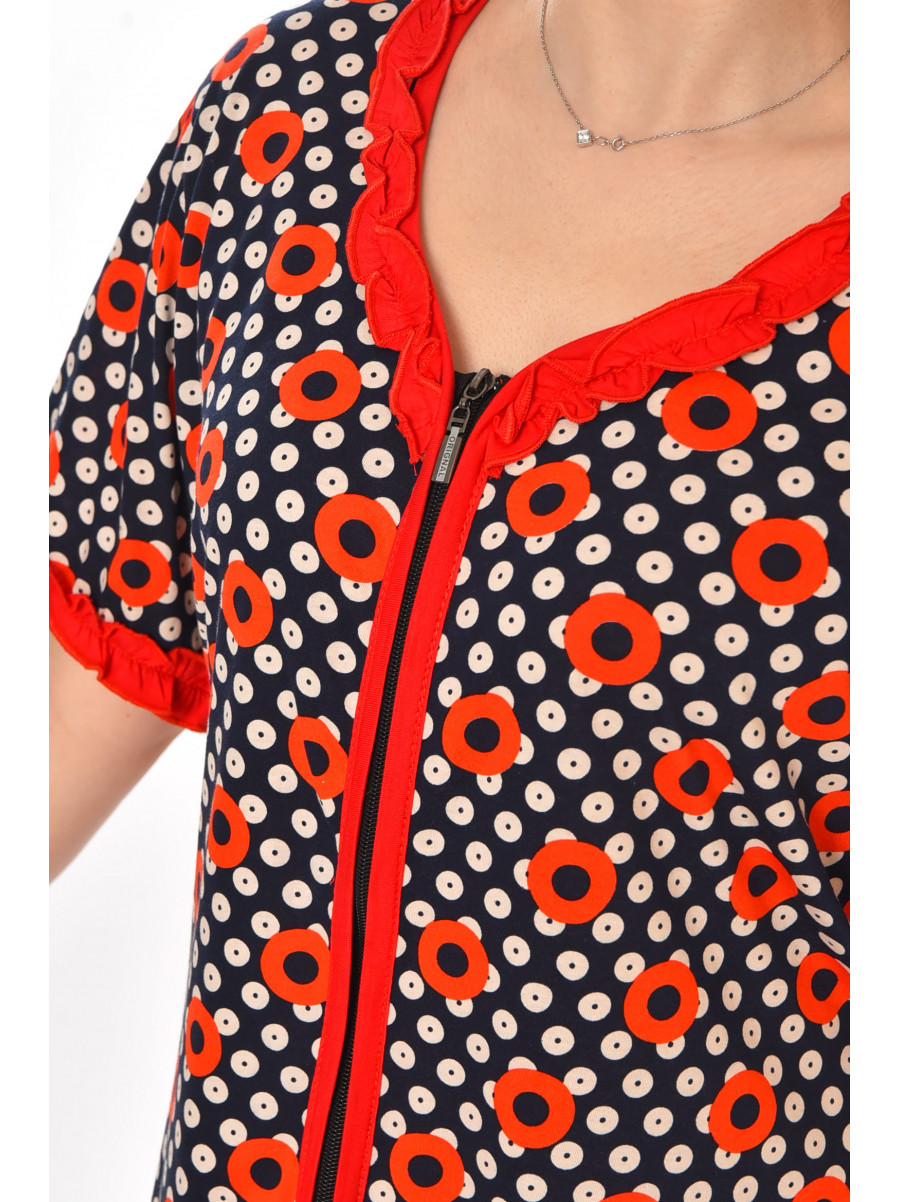 Халат женский полубатальный тёмно-синего цвета с принтом AN-3110 211350C