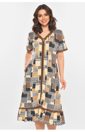 Халат жіночий напівбатальний коричневого кольору з принтом AN-3110 211351C