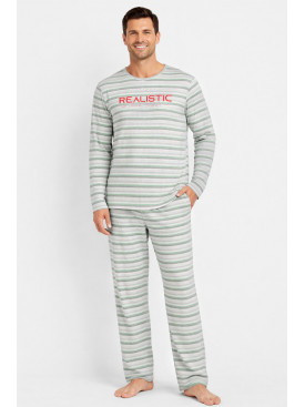 Пижама мужская полубатальная серого цвета с принтом M7145 211355C Пижама мужская полубатальная серого цвета с принтом M7145 211355C
