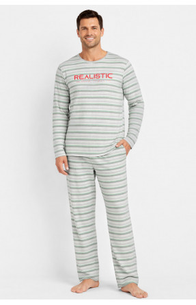 Пижама мужская полубатальная серого цвета с принтом M7145 211355C