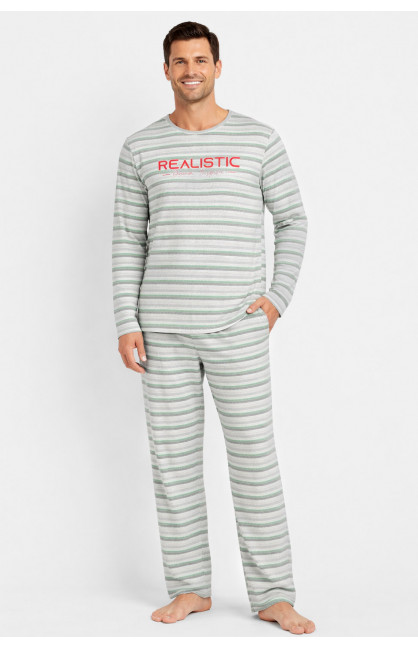 Пижама мужская полубатальная серого цвета с принтом M7145 211355C