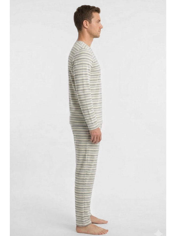 Пижама мужская полубатальная серого цвета с принтом M7145 211357C