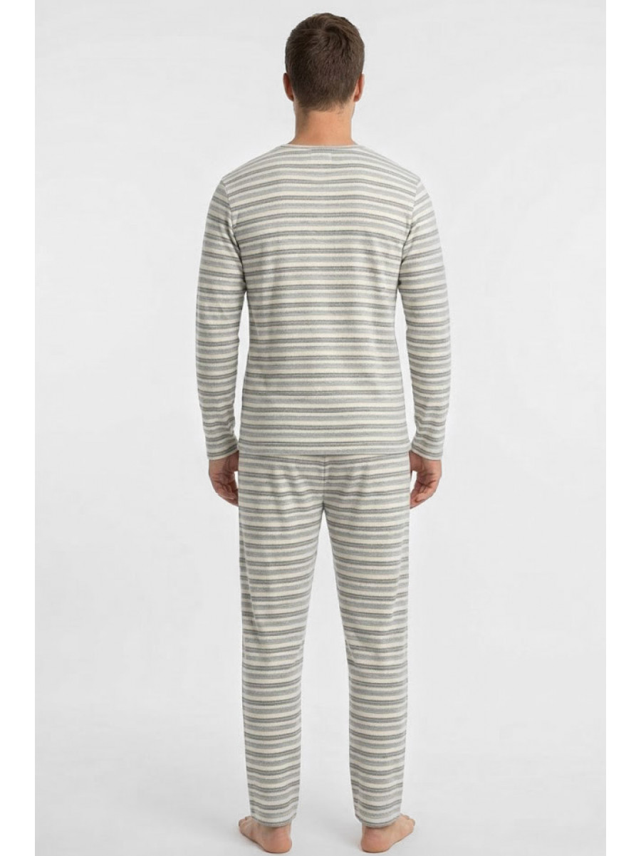 Пижама мужская полубатальная серого цвета с принтом M7145 211357C
