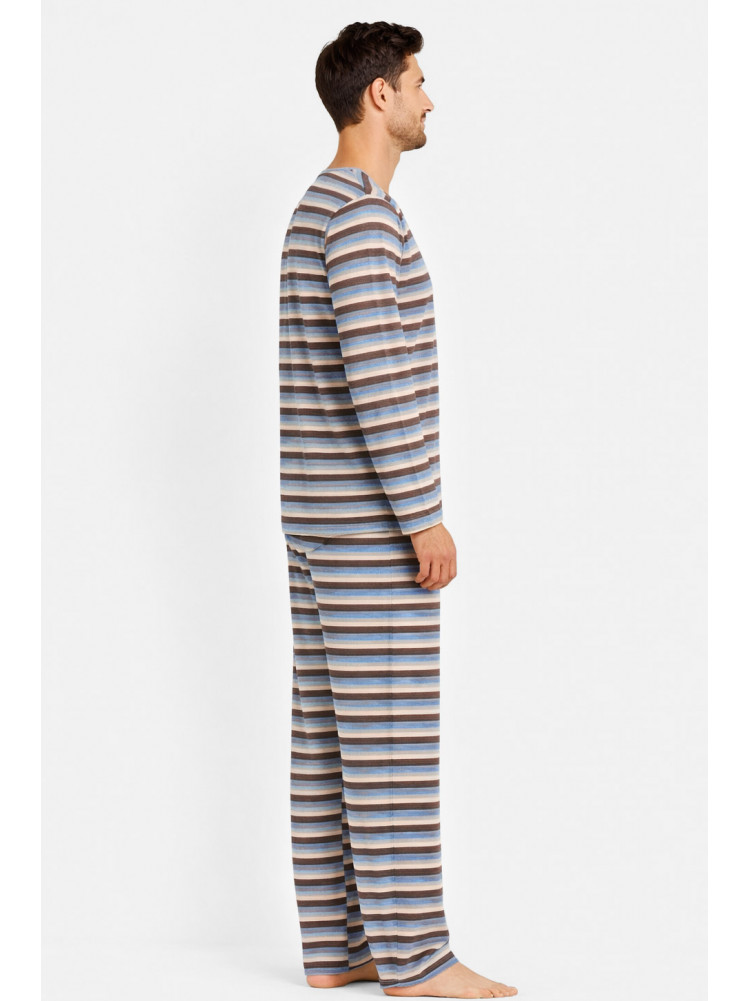 Пижама мужская полубатальная голубого цвета с принтом M7145 211358C