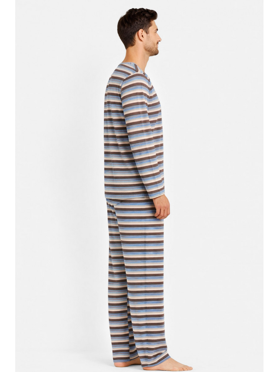 Пижама мужская полубатальная голубого цвета с принтом M7145 211358C