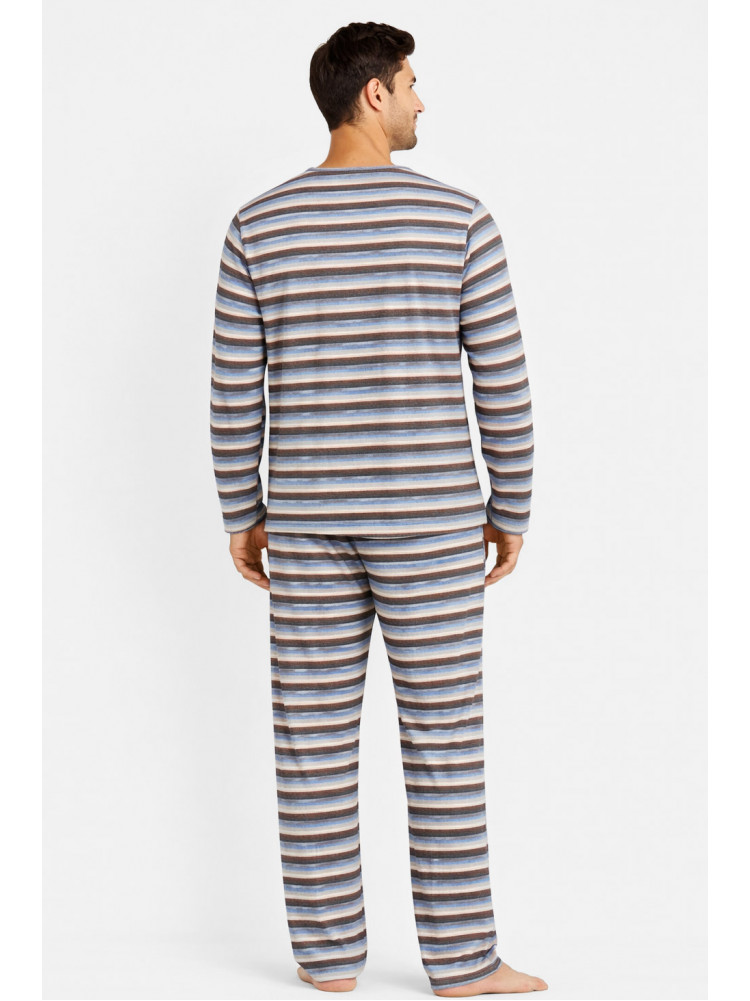 Пижама мужская полубатальная голубого цвета с принтом M7145 211358C