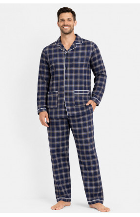 Пижама мужская полубатальная тёмно-синего цвета с принтом M7122 211359C
