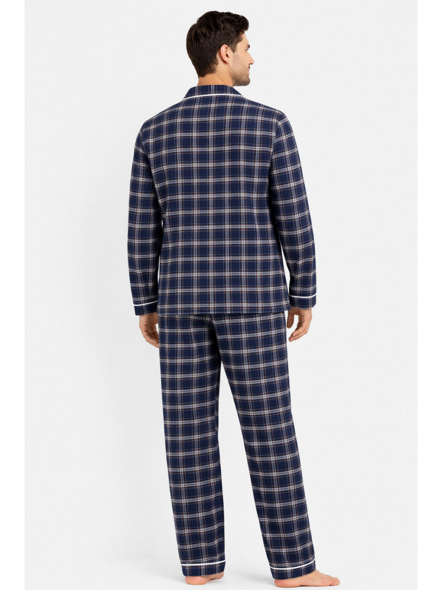 Пижама мужская полубатальная тёмно-синего цвета с принтом M7122 211359C