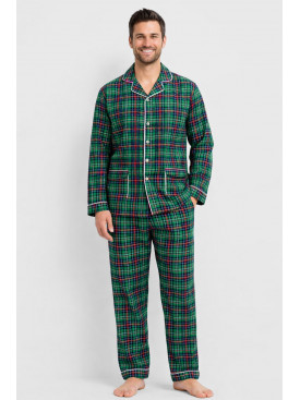 Пижама мужская полубатальная зеленого цвета с принтом M7122 211360C Пижама мужская полубатальная зеленого цвета с принтом M7122 211360C