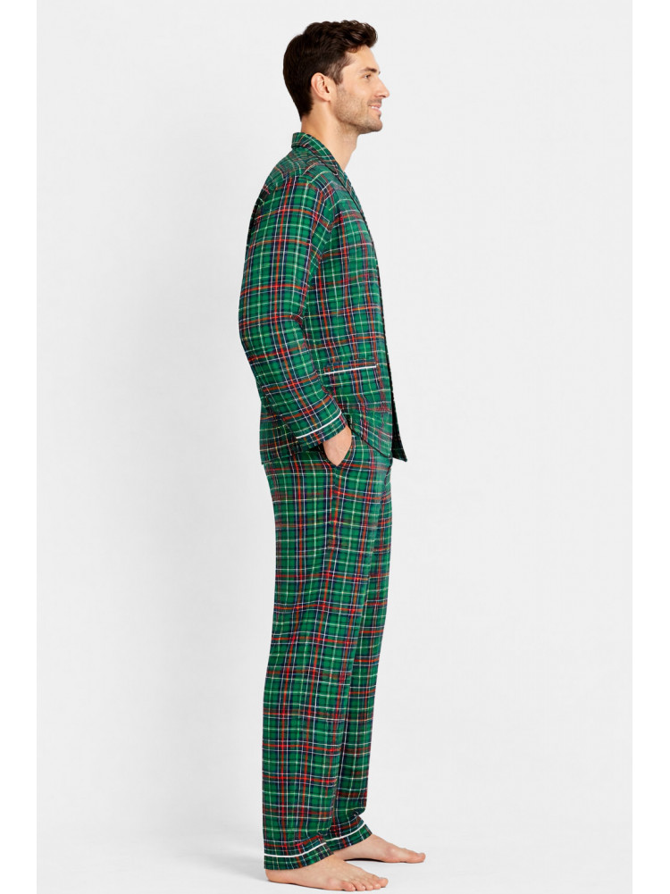 Пижама мужская полубатальная зеленого цвета с принтом M7122 211360C