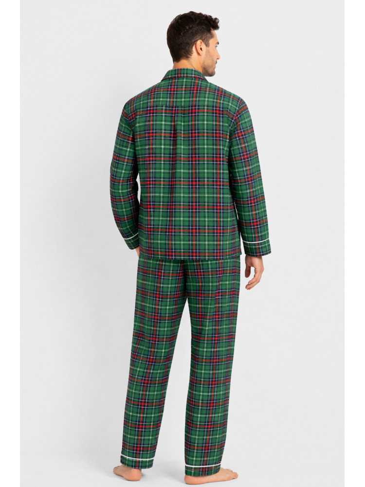 Пижама мужская полубатальная зеленого цвета с принтом M7122 211360C