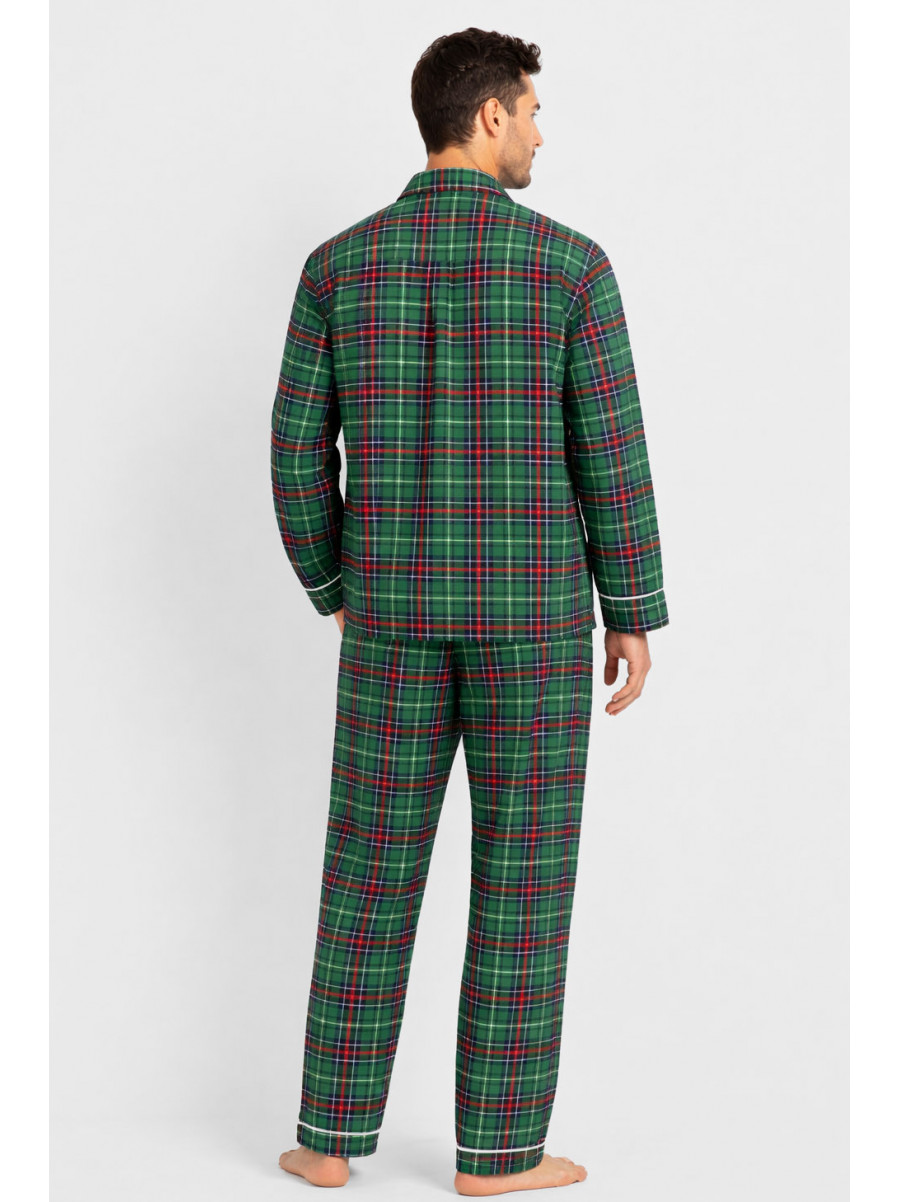 Пижама мужская полубатальная зеленого цвета с принтом M7122 211360C