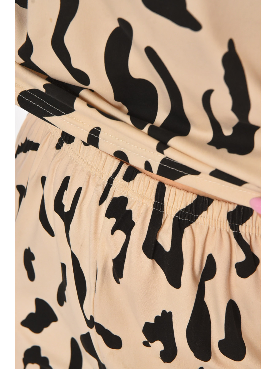 Пижама женская полубатальная бежевого цвета с принтом 701 211363C