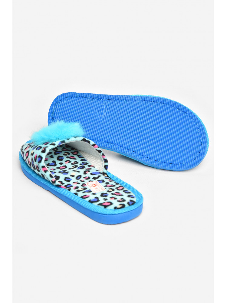 Тапочки домашние женские велюровые голубого цвета 211365C