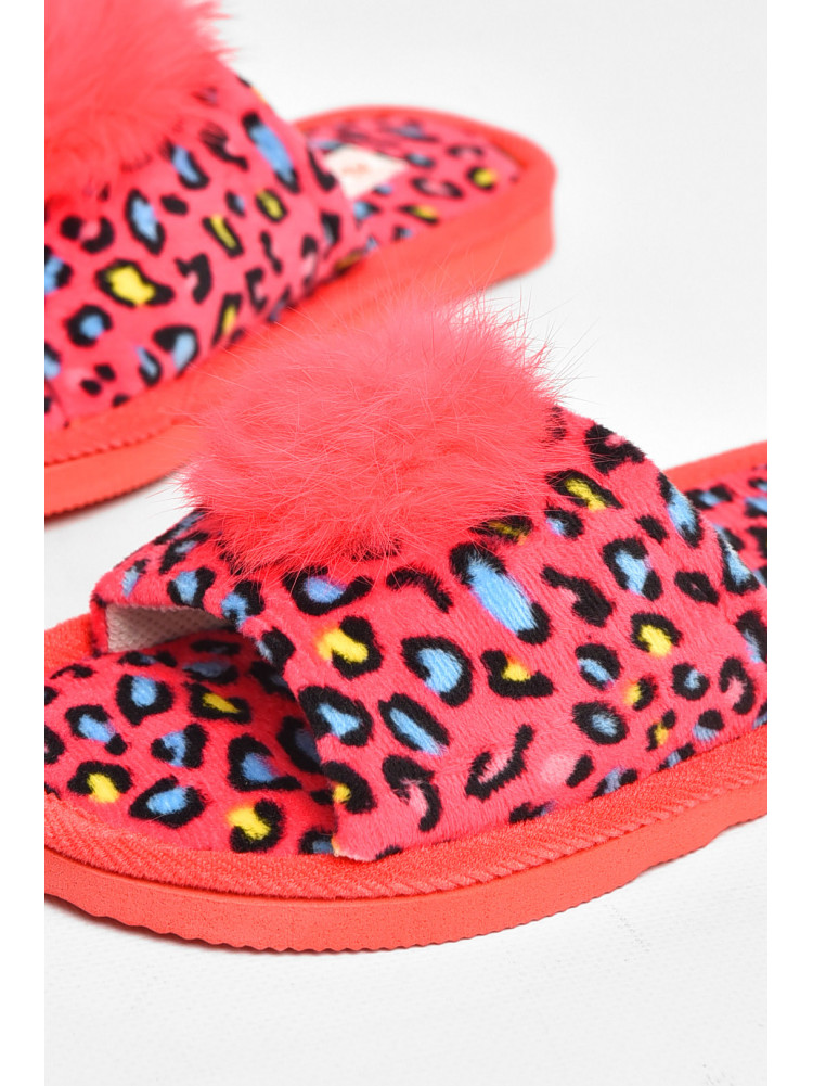 Тапочки домашние женские велюровые кораллового цвета 211366C