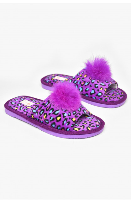 Тапочки домашние женские велюровые сиреневого цвета 211368C