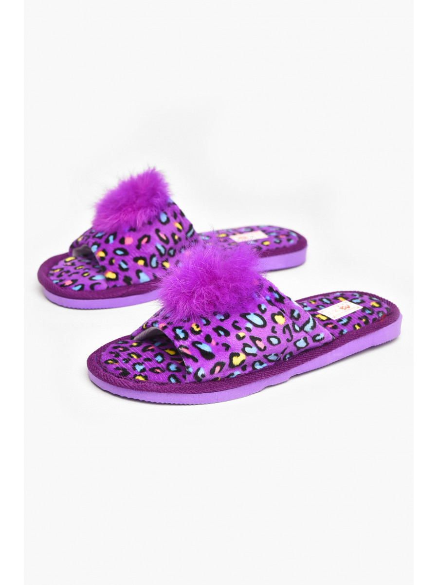 Тапочки домашние женские велюровые сиреневого цвета 211368C