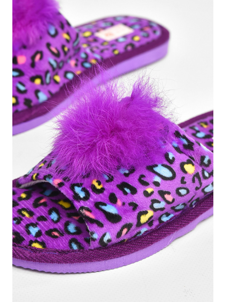 Тапочки домашние женские велюровые сиреневого цвета 211368C