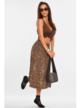 Спідниця жіноча коричневого кольору з леопардовим принтом 407 211369C
