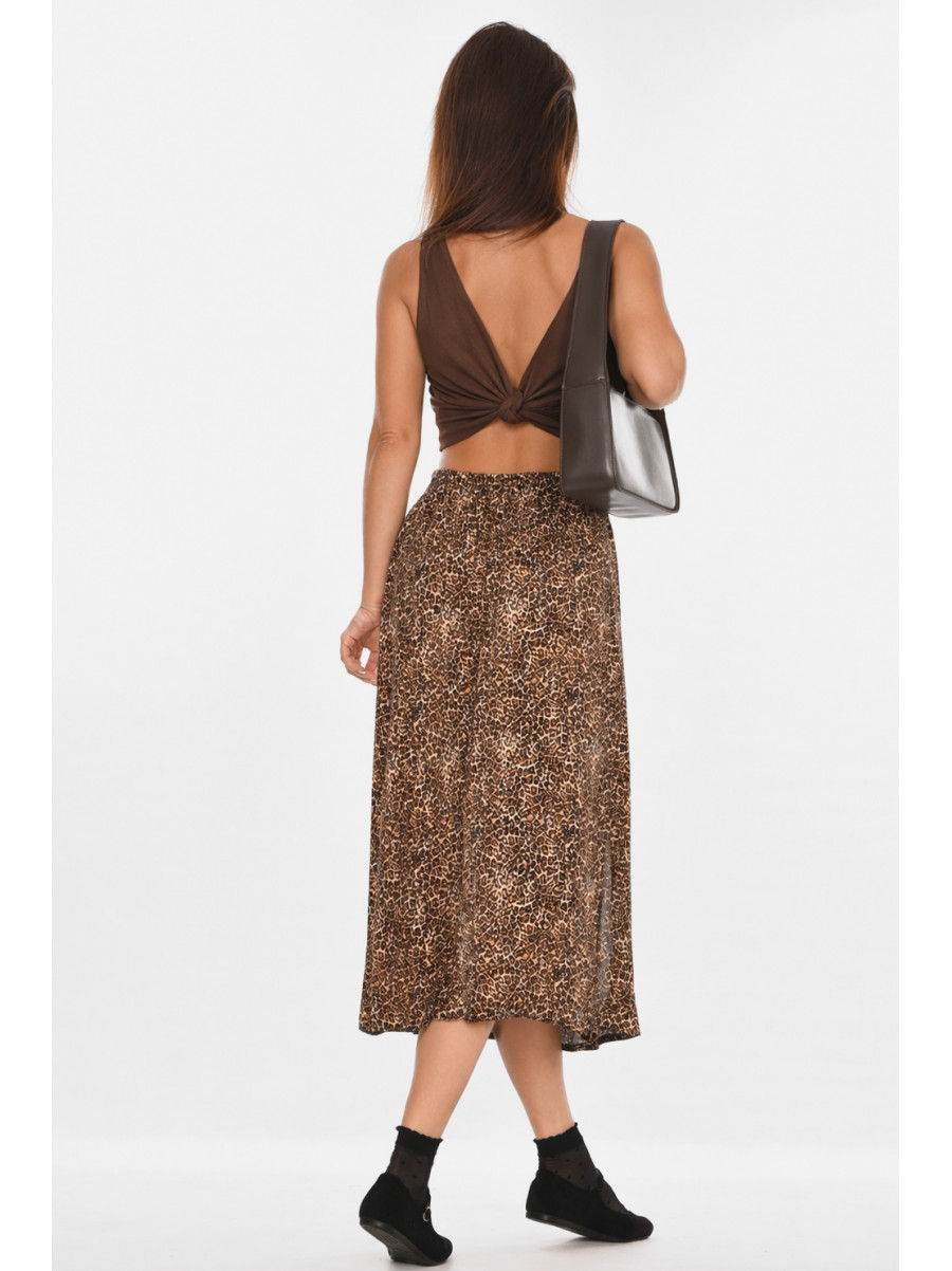 Юбка женская коричневого цвета с леопардовым принтом 407 211369C