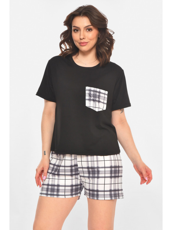 Пижама женская полубатальная черного цвета 710 211371C