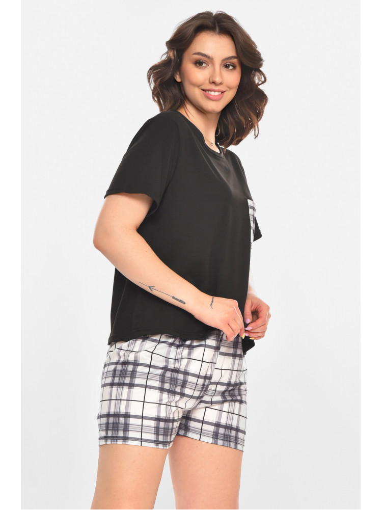 Пижама женская полубатальная черного цвета 710 211371C