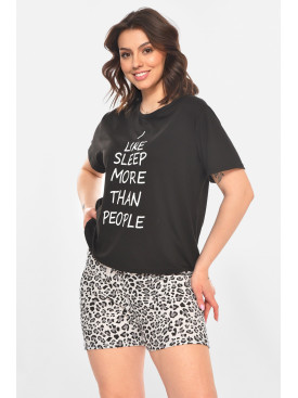 Пижама женская полубатальная черного цвета 709 211374C