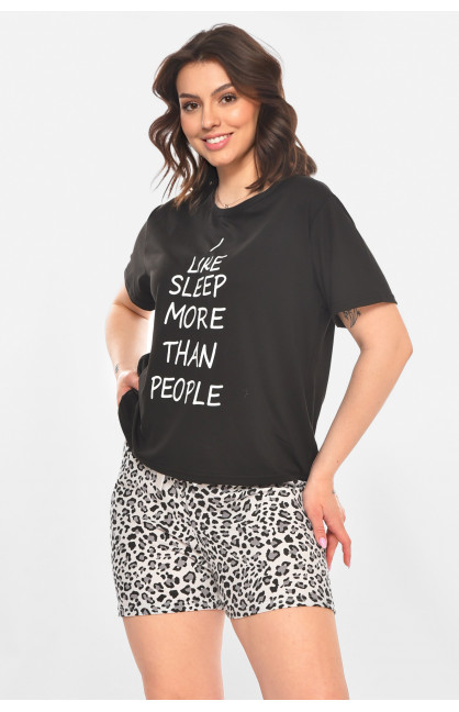 Пижама женская полубатальная черного цвета 709 211374C