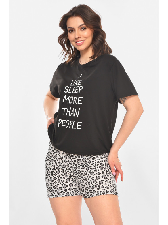 Пижама женская полубатальная черного цвета 709 211374C