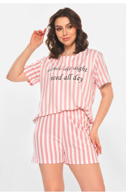 Пижама женская полубатальная розового цвета 706 211379C