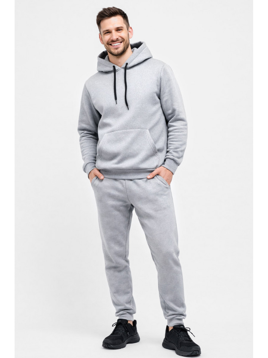 Спортивный костюм мужской на флисе серого цвета 211382C