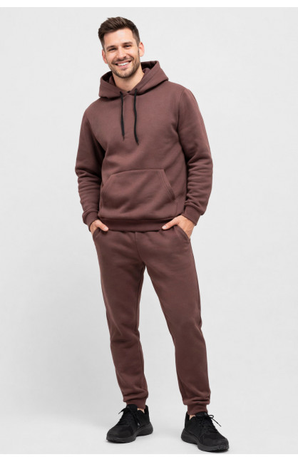 Спортивный костюм мужской на флисе коричневого цвета 211385C Спортивный костюм мужской на флисе коричневого цвета 211385C