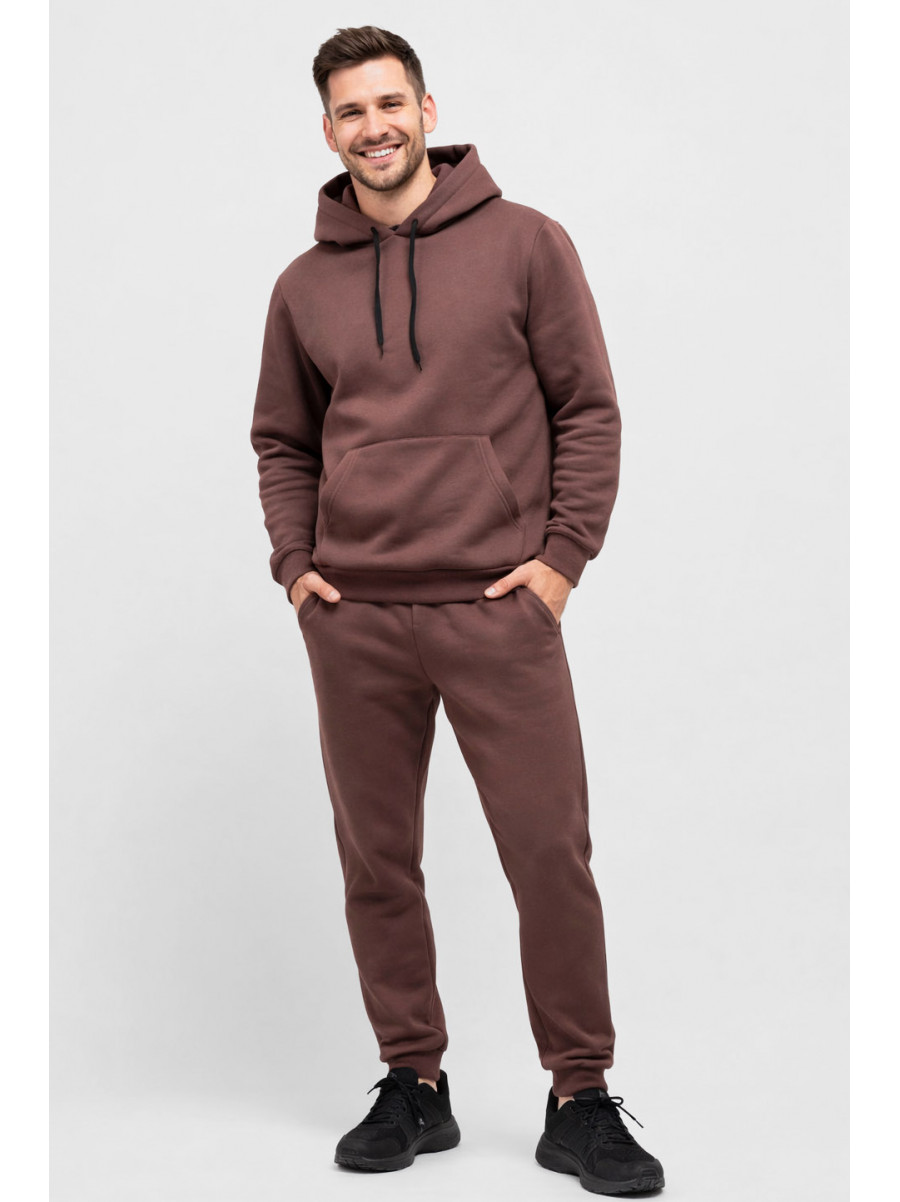 Спортивный костюм мужской на флисе коричневого цвета 211385C