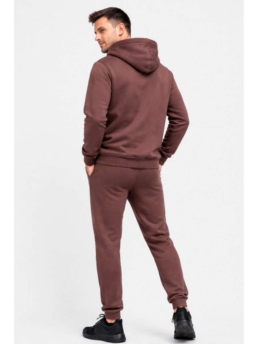 Спортивный костюм мужской на флисе коричневого цвета 211385C