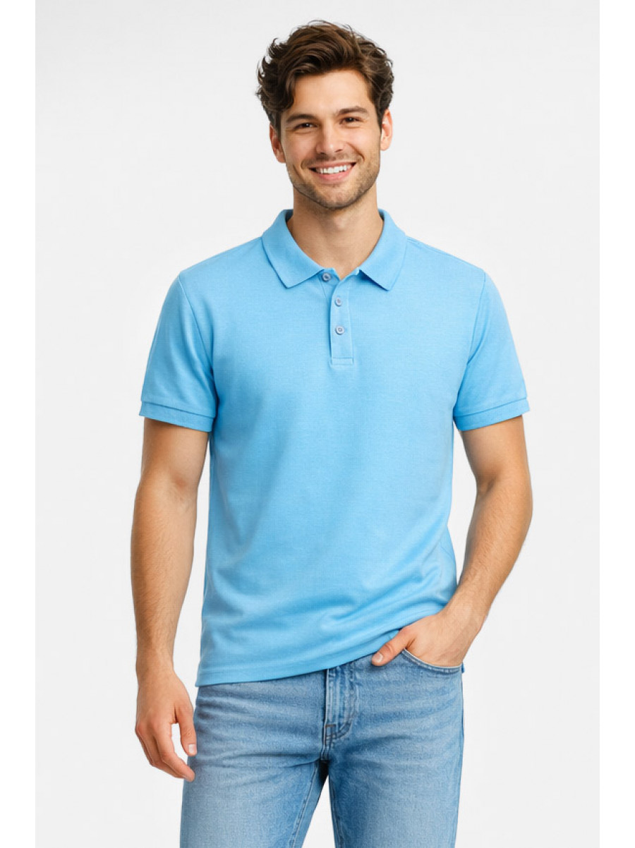 Футболка чоловіча однотонна блакитного кольору 211388C