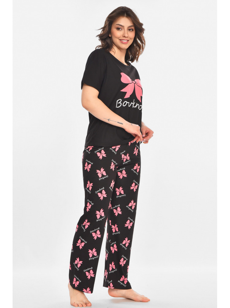 Піжама жіноча напівбатальна чорного кольору з принтом 19034,12 211393C