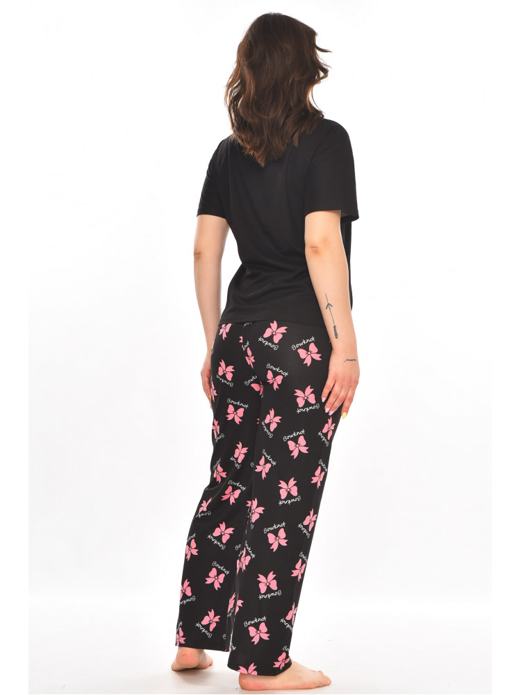 Піжама жіноча напівбатальна чорного кольору з принтом 19034,12 211393C