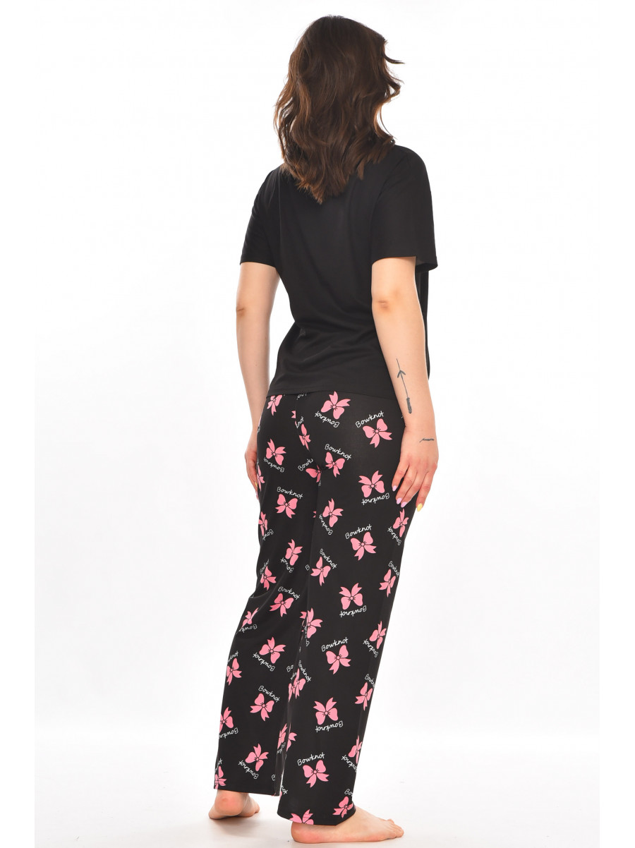 Піжама жіноча напівбатальна чорного кольору з принтом 19034,12 211393C