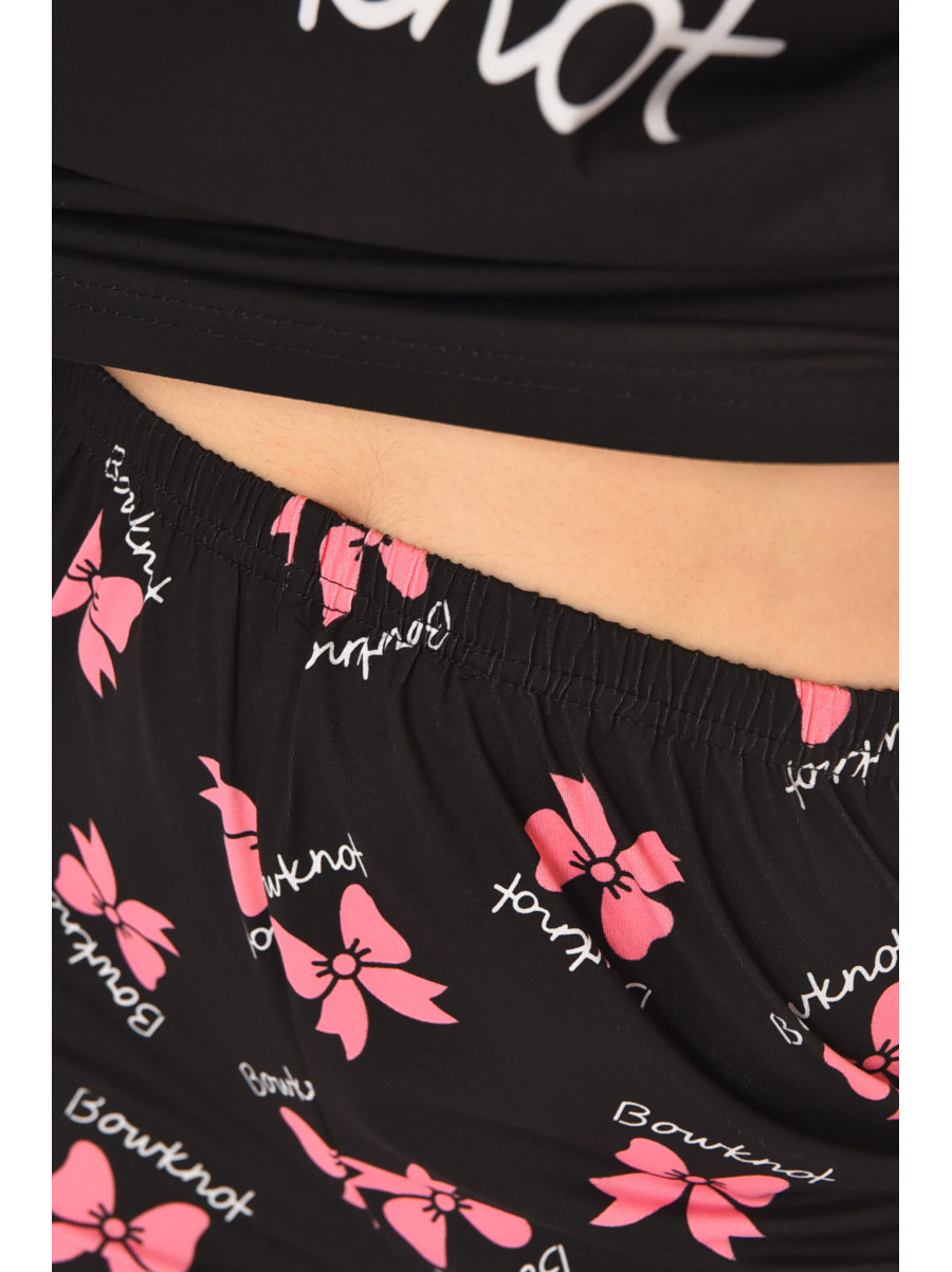 Піжама жіноча напівбатальна чорного кольору з принтом 19034,12 211393C