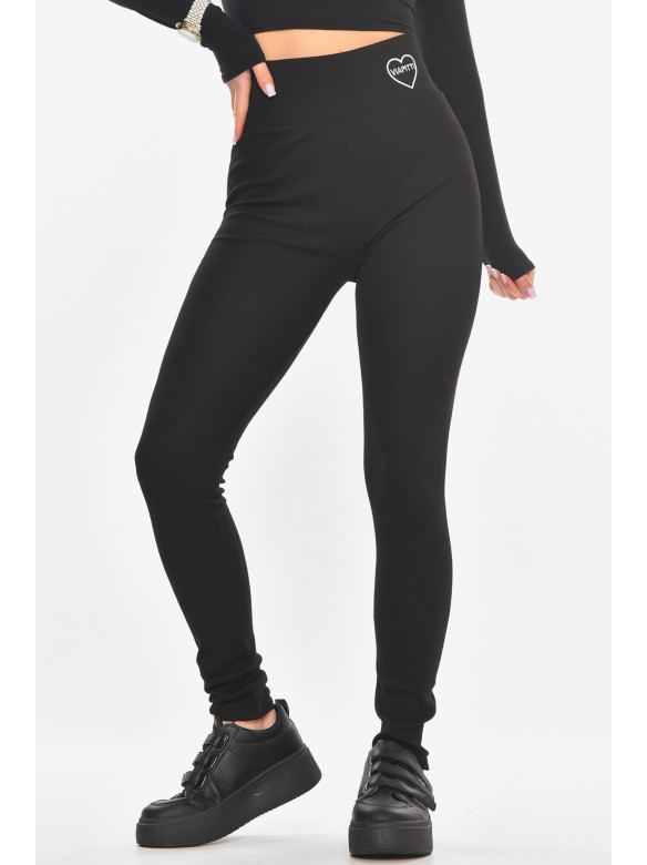 Лосины женские однотонные в рубчик черного цвета А5061-5 211427C