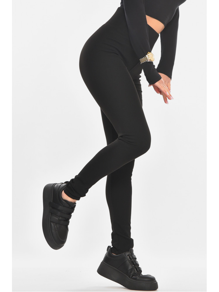 Лосины женские однотонные в рубчик черного цвета А5061-5 211427C