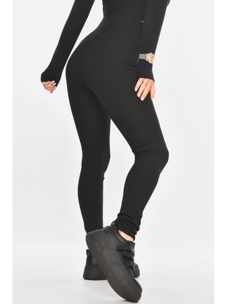 Лосины женские однотонные в рубчик черного цвета А5061-5 211427C