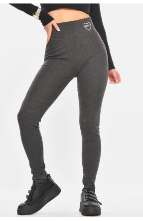 Лосины женские однотонные в рубчик тёмно-серого цвета А5061-5 211437C