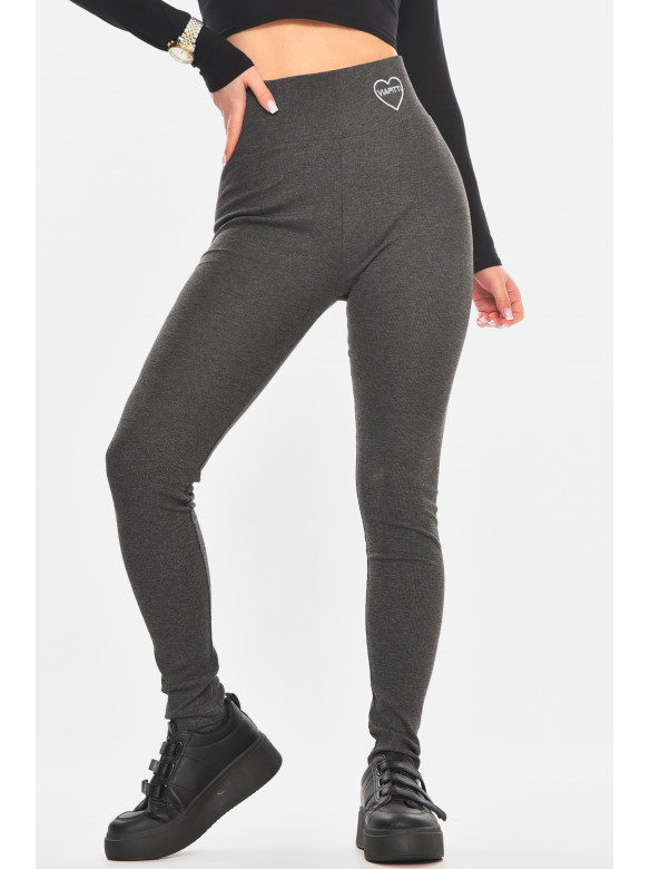 Лосины женские однотонные в рубчик тёмно-серого цвета А5061-5 211437C