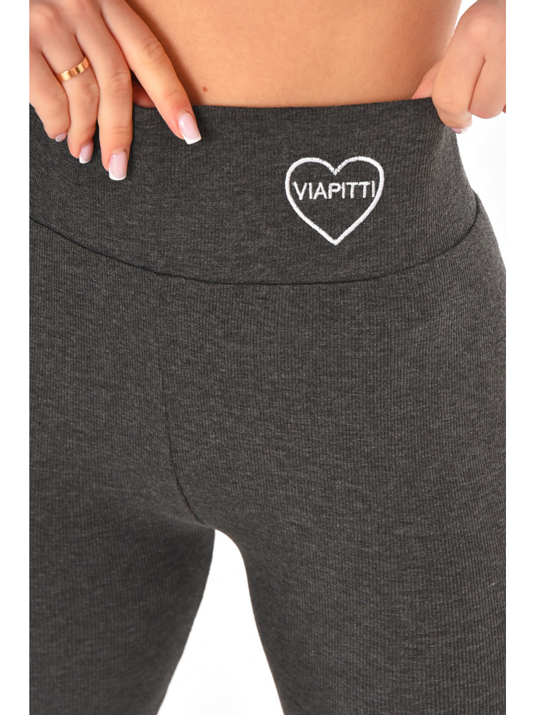 Лосины женские однотонные в рубчик тёмно-серого цвета А5061-5 211437C