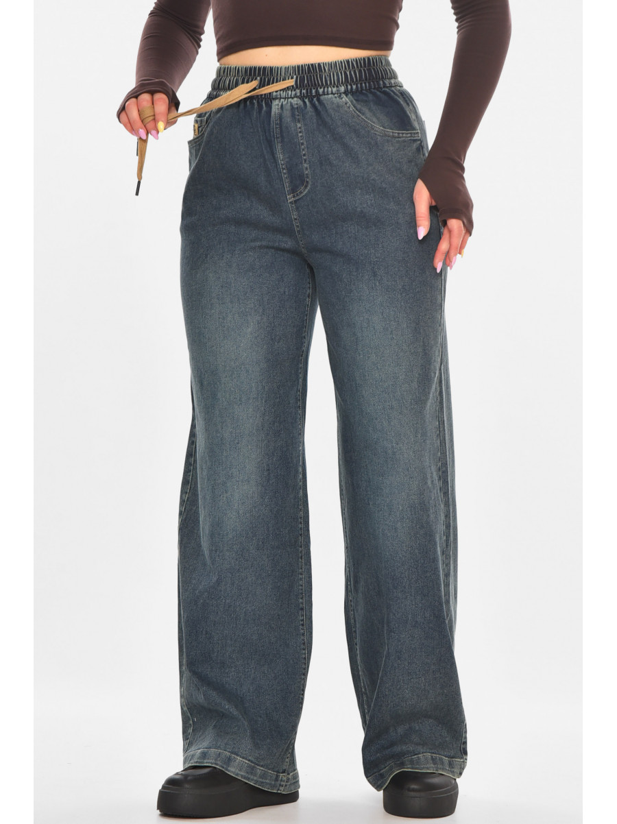 Джинсы женские однотонные тёмно-синего цвета 540-2 211449C