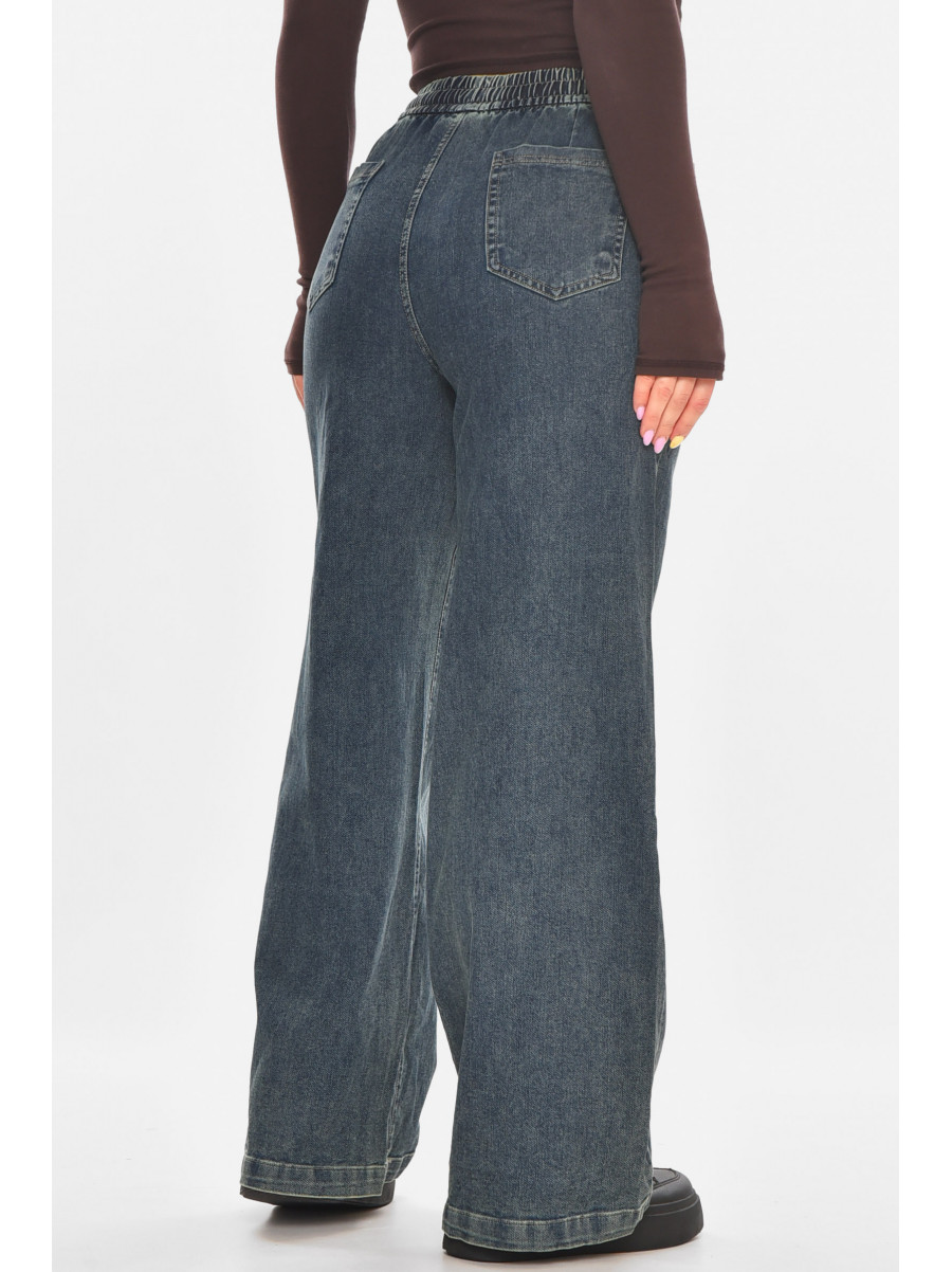 Джинсы женские однотонные тёмно-синего цвета 540-2 211449C